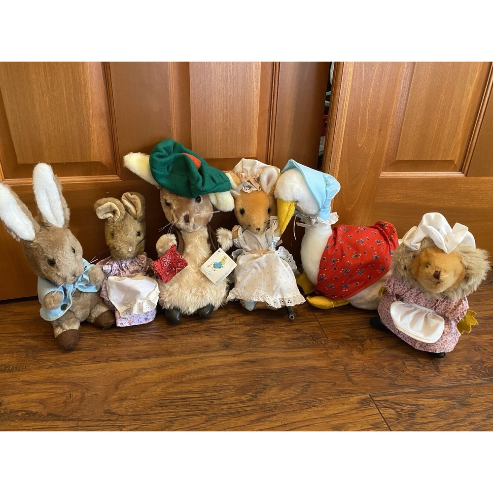 Eden Beatrix Potter Benjamin Bunny Mrs Tiggy Winkle Mother Goose Plush Vtg Set
